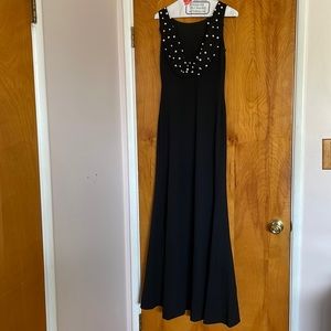 New Karl Lagerfeld Long Black Dress with Pearls size 2
